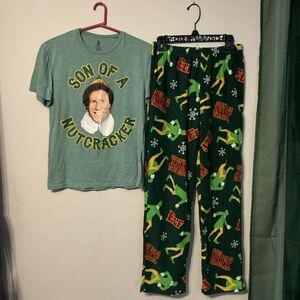 Elf Themed Green Kids Pajamas Set